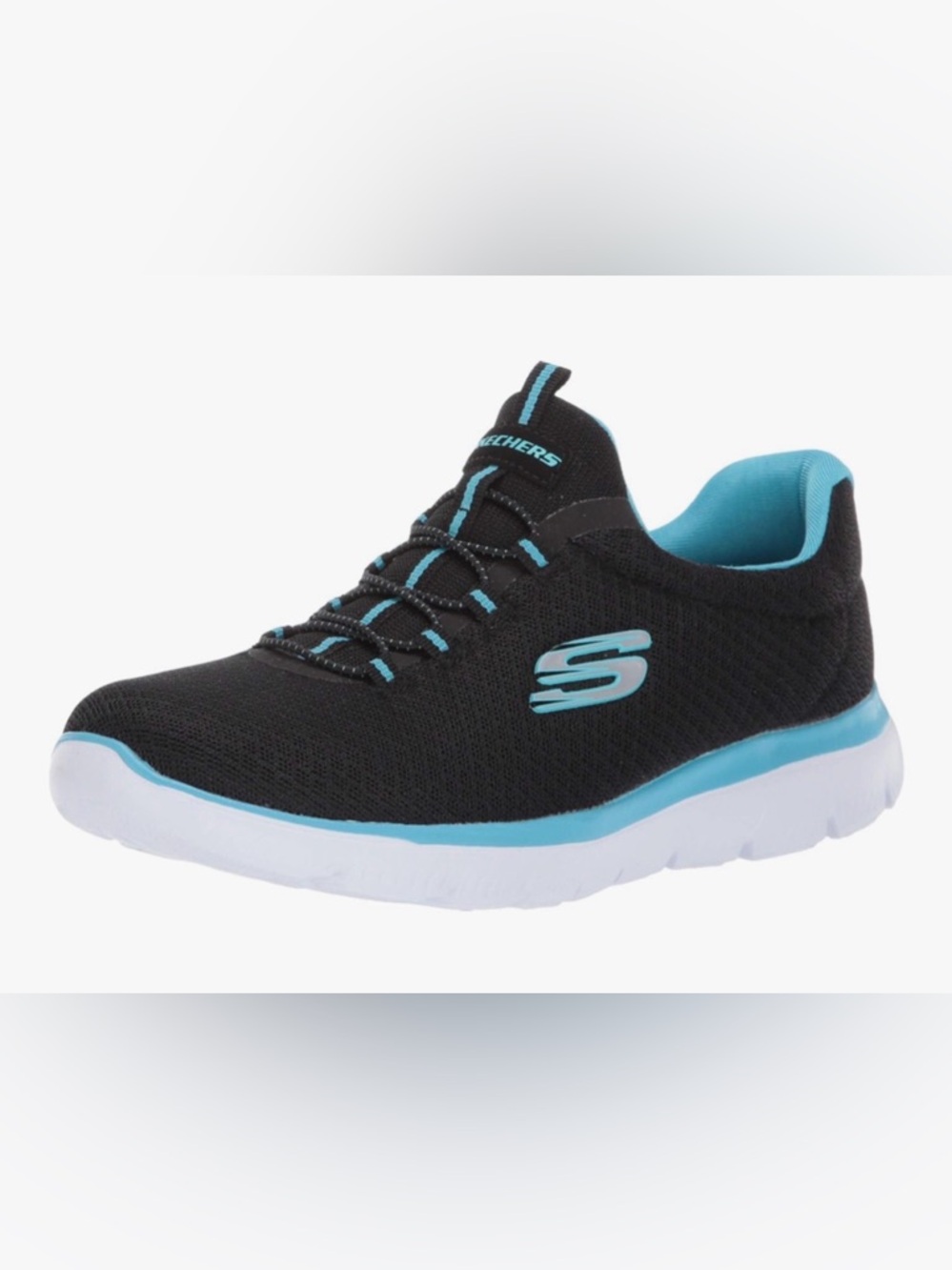 Skechers Women's Summits Sneakers black and turquoise size 9.5 wide new w/o box